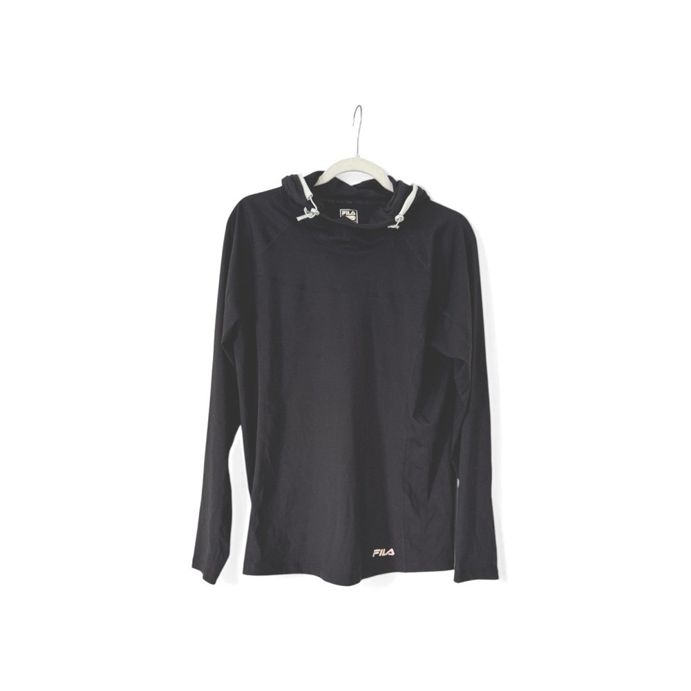 Fila Womens Black Long Sleeve Funnel Neck Hooded Athletic Top Size L
